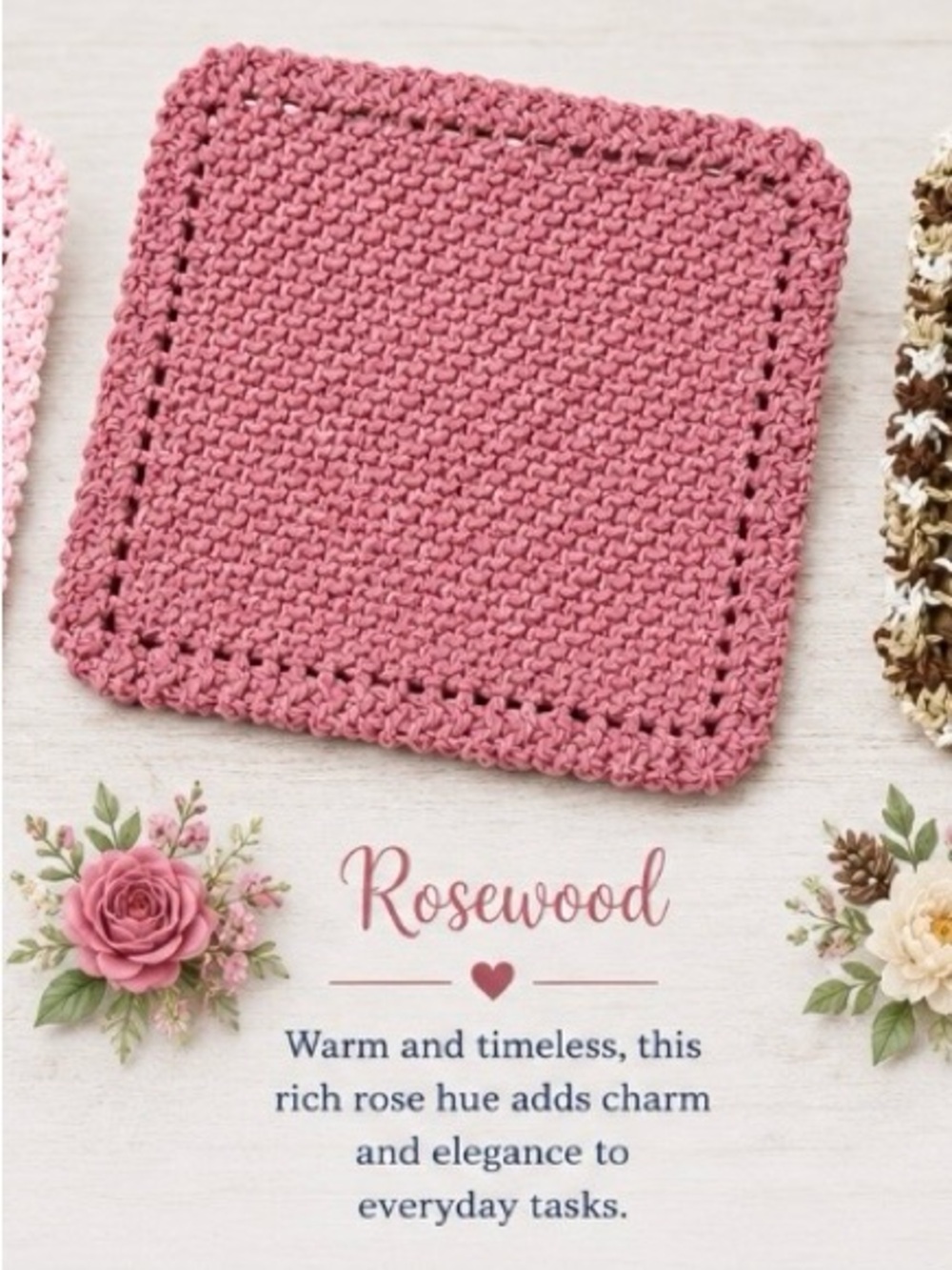 Sweet Shirley’s Rosewood Knit Dishcloth - Bundle of 3